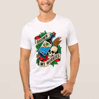 Skull & Sunset Tropisk Tatovering | Unik Presentid T Shirt