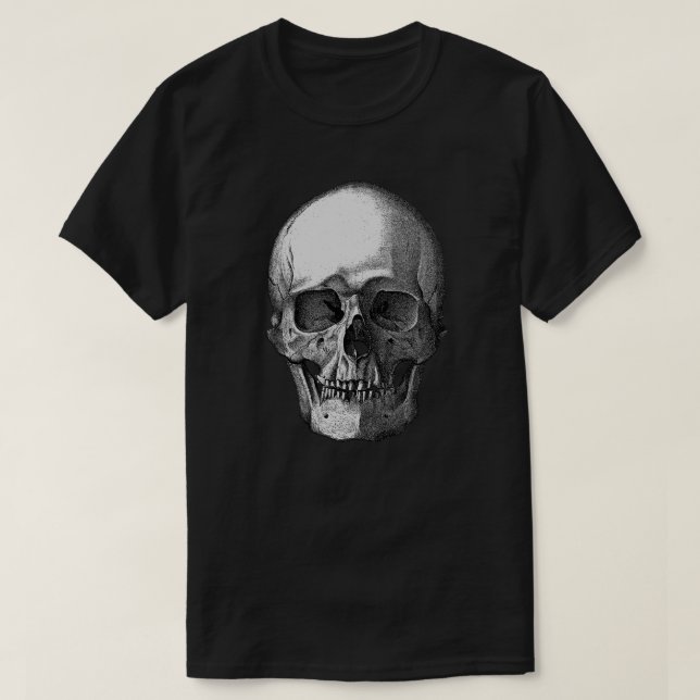 Skull, svart och vit konst t shirt (Design framsida)