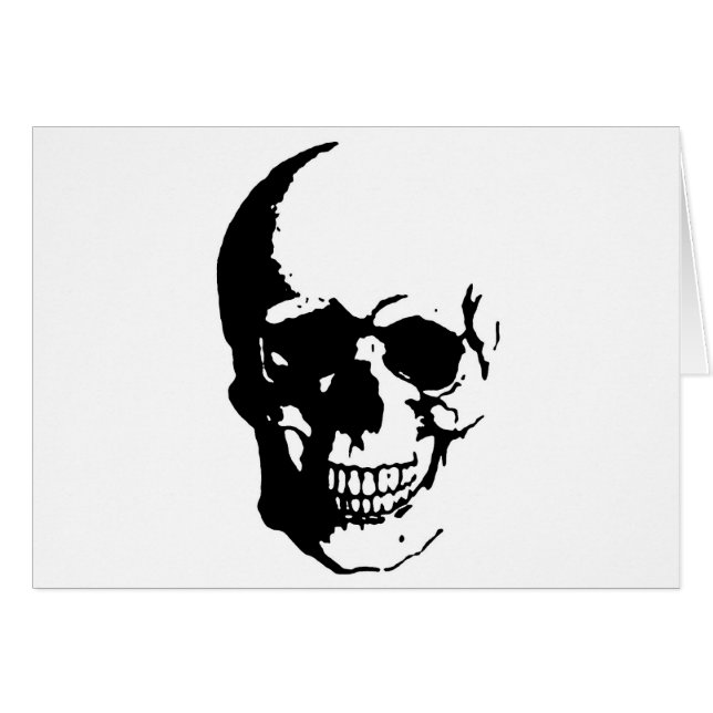 Skull - Svart och vit Metall-Fantasy Art Hälsningskort (Framsidan Horizontal)