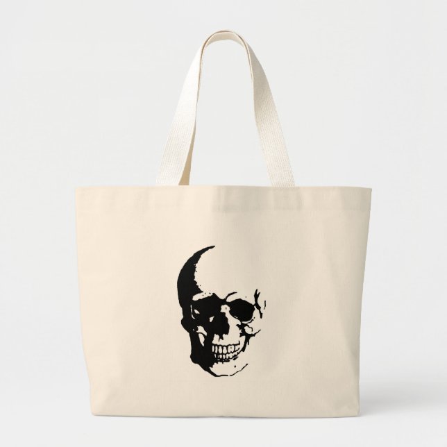 Skull - Svart och vit Metall-Fantasy Art Jumbo Tygkasse (Framsidan)