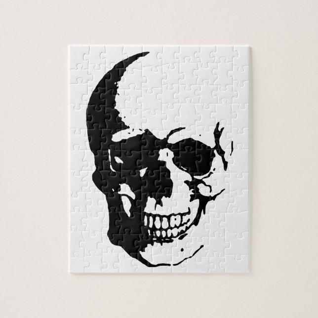 Skull - Svart och vit Metall-Fantasy Art Pussel (Vertikal)