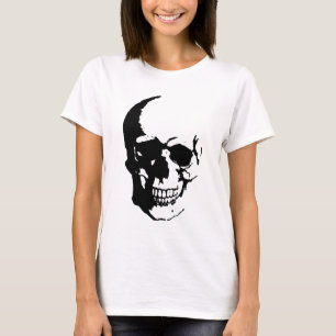 Skull - Svart och vit Metall-Fantasy Art Tee