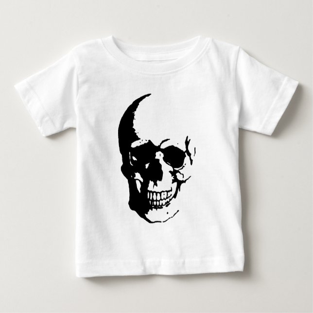 Skull - Svart och vit Metall-Fantasy Art Tee (Framsida)