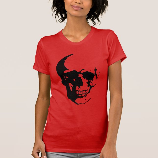 Skull - Svart och vit Metall-Fantasy Art Tröja (Framsida)