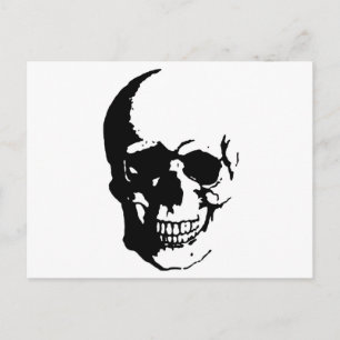 Skull - Svart och vit Metall-Fantasy Art Vykort