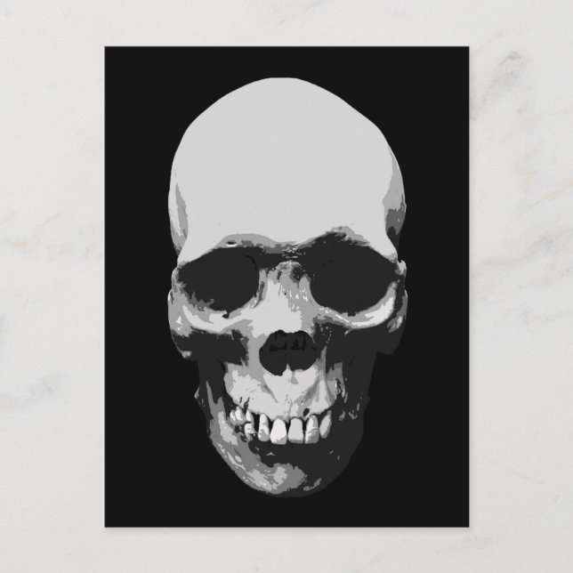 Skull, svart och vit popup-bild vykort (Framsida)