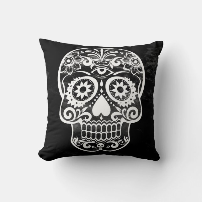 Skull,svart och vitt 04 kudde (Framsida)