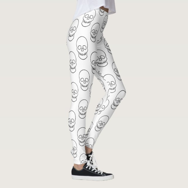 Skull - svart och vitt leggings (Höger)