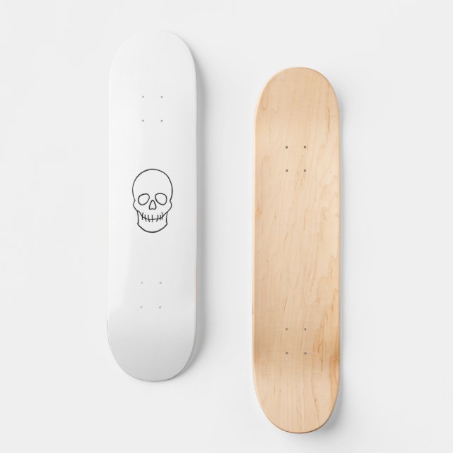 Skull - svart och vitt mini skateboard bräda 18,5 cm (Framsida)