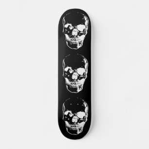 Skull - svart och vitt mini skateboard bräda 18,5 cm