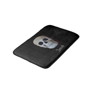 Skull, svart och vitt Trendig, gotisk konsdesign Badrumsmatta