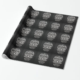Skull, svart silver metall 04 presentpapper