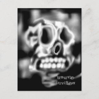 Skull, svartvita inbjudningar till Halloween fest
