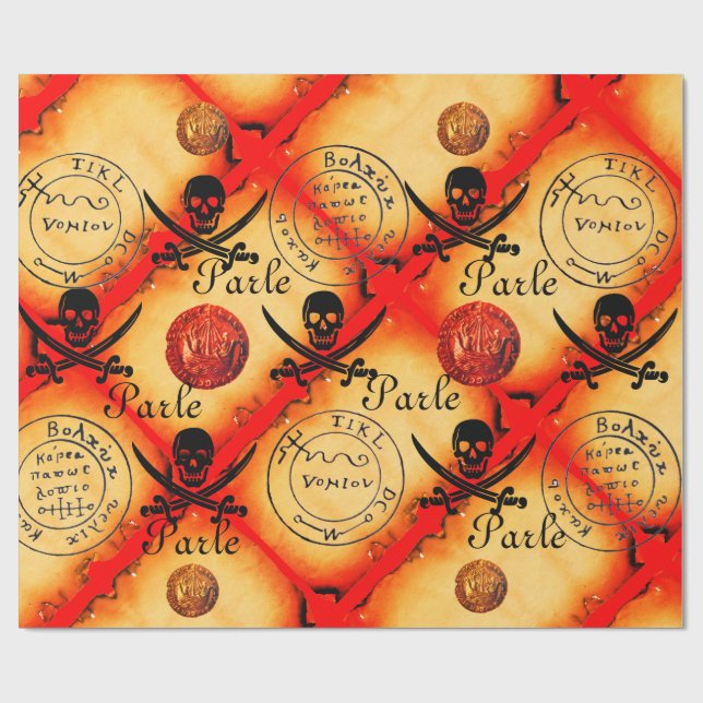 SKULL,SWORDER,PIRATER TREASURE KARTA PARCHMENT Par Presentpapper (Platt)