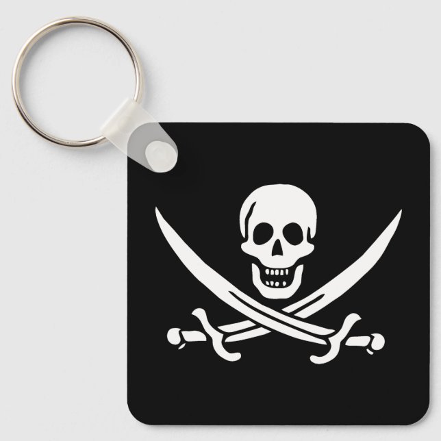 Skull & Swords Pirat flagga i Calico Jack Nyckelring (Framsida)