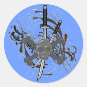 Skull Swords Runt Klistermärke