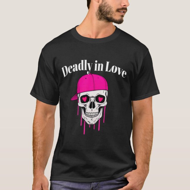 Skull T-Shirt Deadly i Kärlek Trendig Graphic Tee (Framsida)