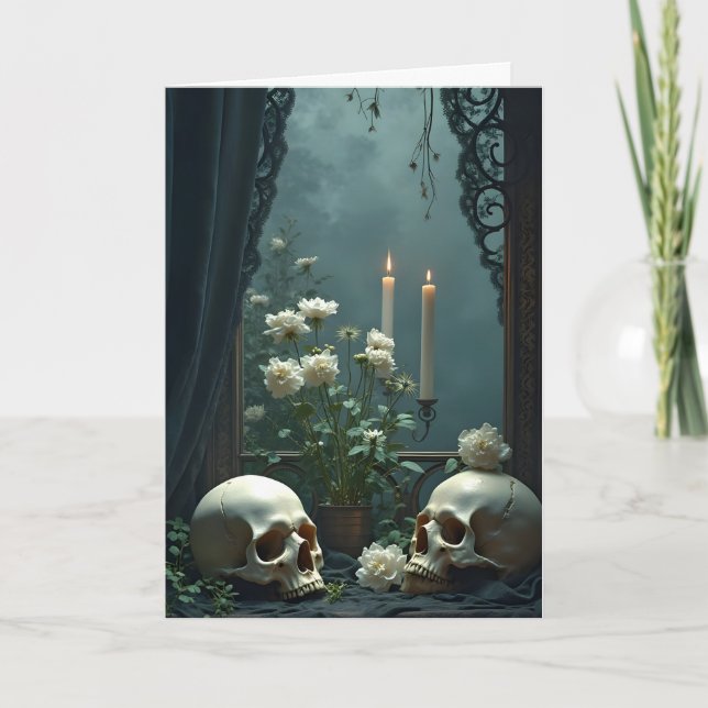 Skull Tableau Halloween Kort (Framsida)