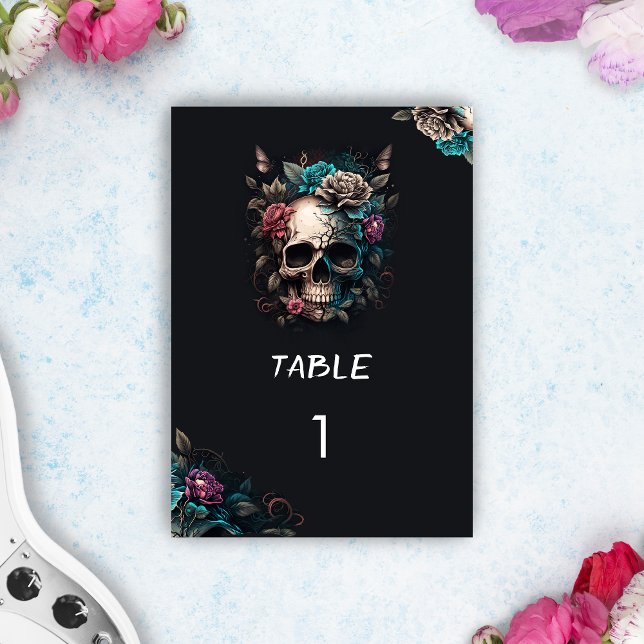 Skull Tatto Rock and roll Gothic Bröllop Bordsnummer (Skull Tattoo Rock and Roll Gothic Wedding Table Number)