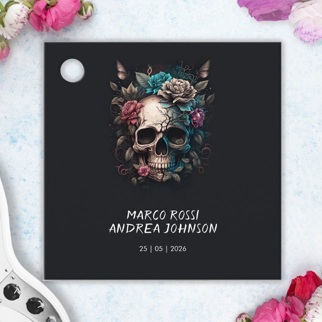 Skull Tatto Rock and roll Gothic Bröllop Gåvor Etiketter (Skull Tattoo Rock and Roll Gothic Wedding Favor Tag)
