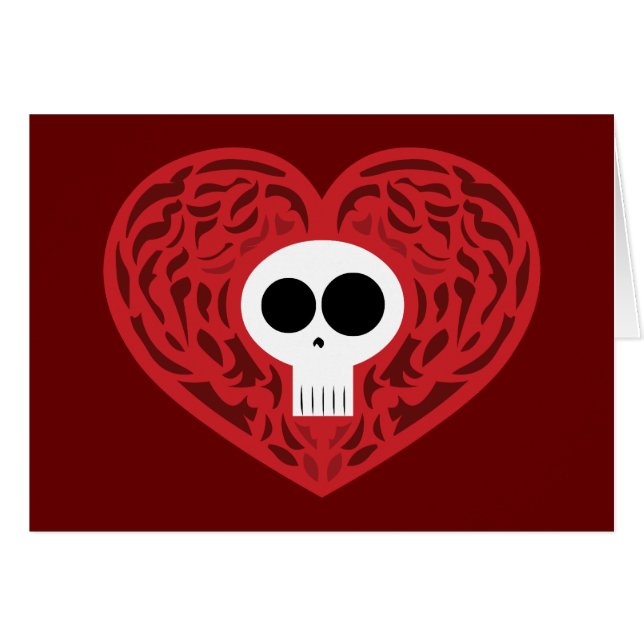 Skull Tattoo Heart Hälsningskort (Framsidan Horizontal)