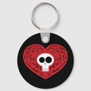 Skull Tattoo Heart Nyckelring