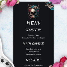 Skull Tattoo Rock and roll Gothic Bröllop Menu