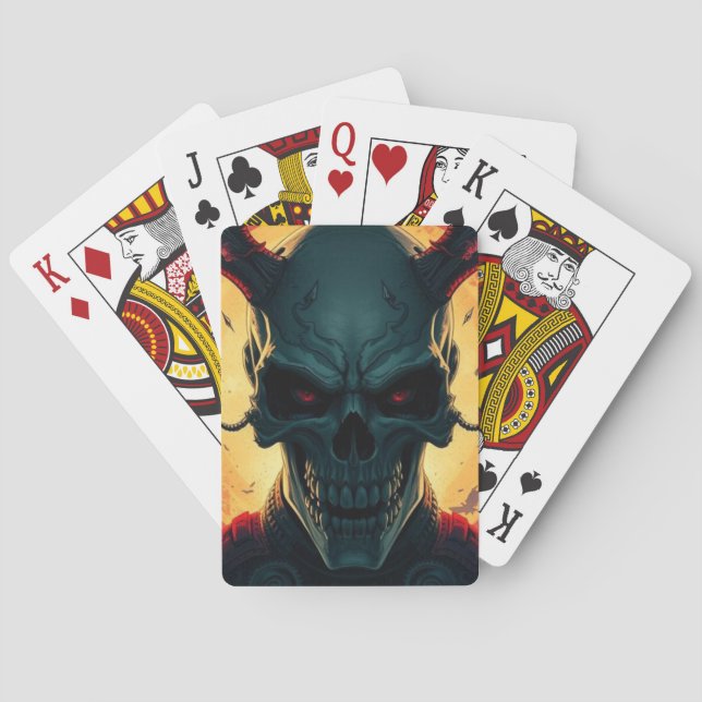 Skull Tecknads Stil Illustration Fantasy Art Casinokort (Baksidan)