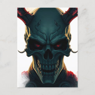 Skull Tecknads Stil Illustration Fantasy Art Helg Vykort