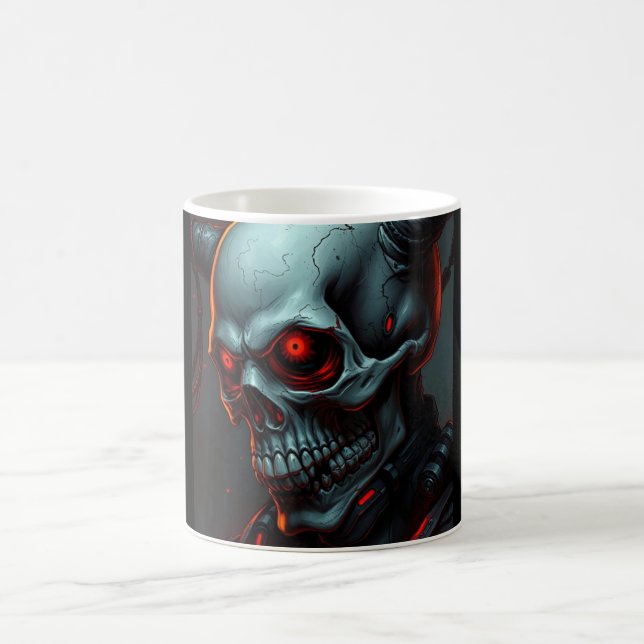 Skull Tecknads Stil Illustration Fantasy Art Kaffemugg (Center)