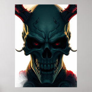 Skull Tecknads Stil Illustration Fantasy Art Poster