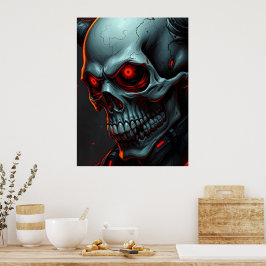 Skull Tecknads Stil Illustration Fantasy Art Poster