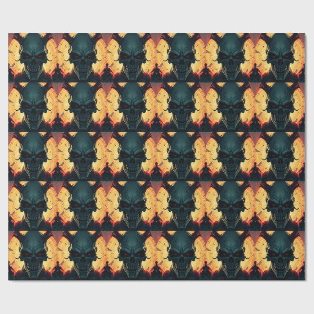 Skull Tecknads Stil Illustration Fantasy Art Presentpapper (Platt)