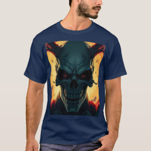Skull Tecknads Stil Illustration Fantasy Art T Shirt