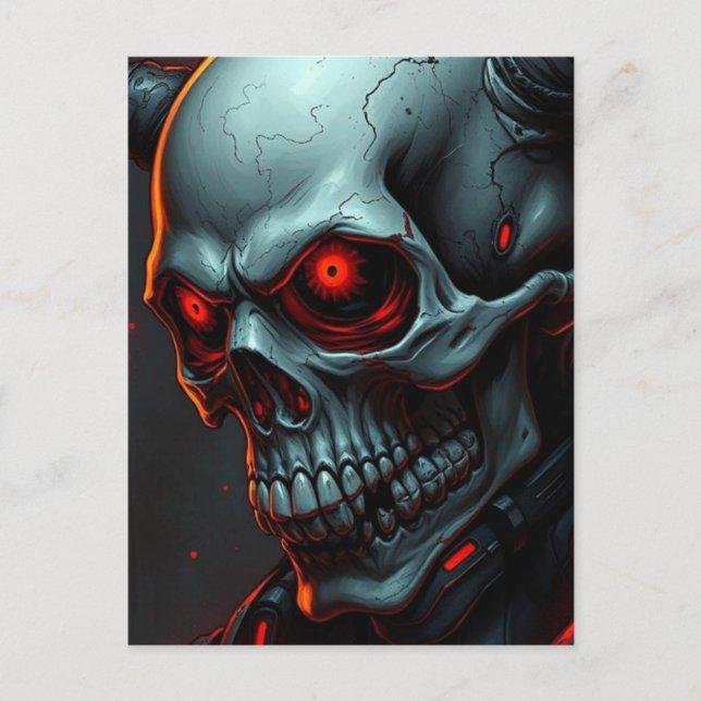 Skull Tecknads Stil Illustration Fantasy Art Vykort (Framsida)