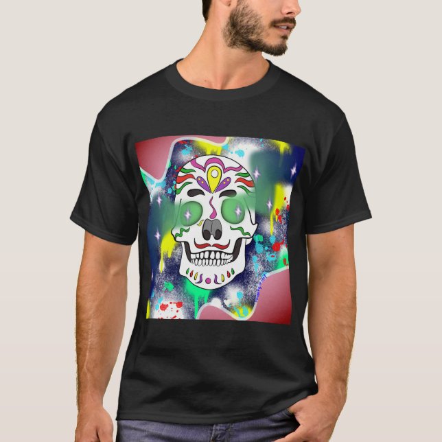 Skull Teckning Manar T Shirt (Framsida)