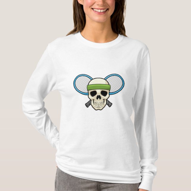 Skull Tennis Tennis racket T Shirt (Framsida)