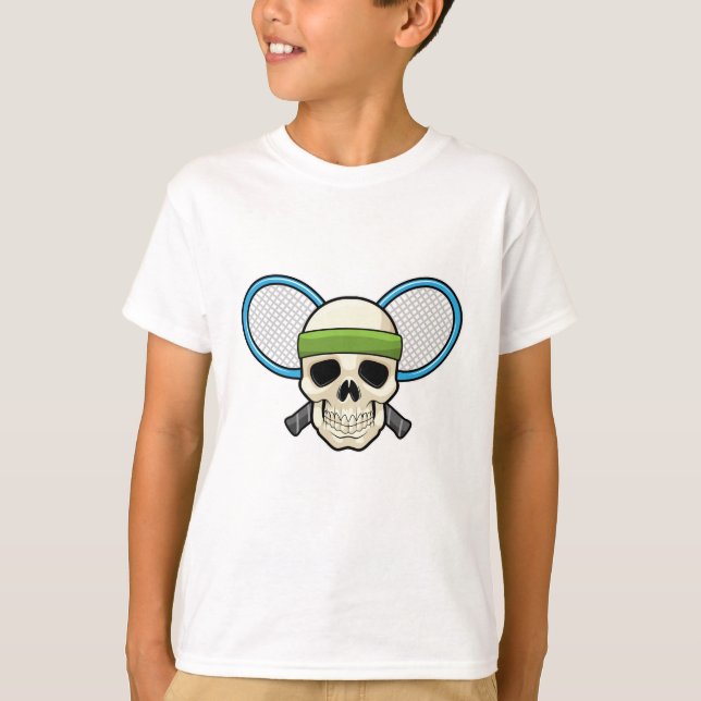 Skull Tennis Tennis racket T Shirt (Framsida)
