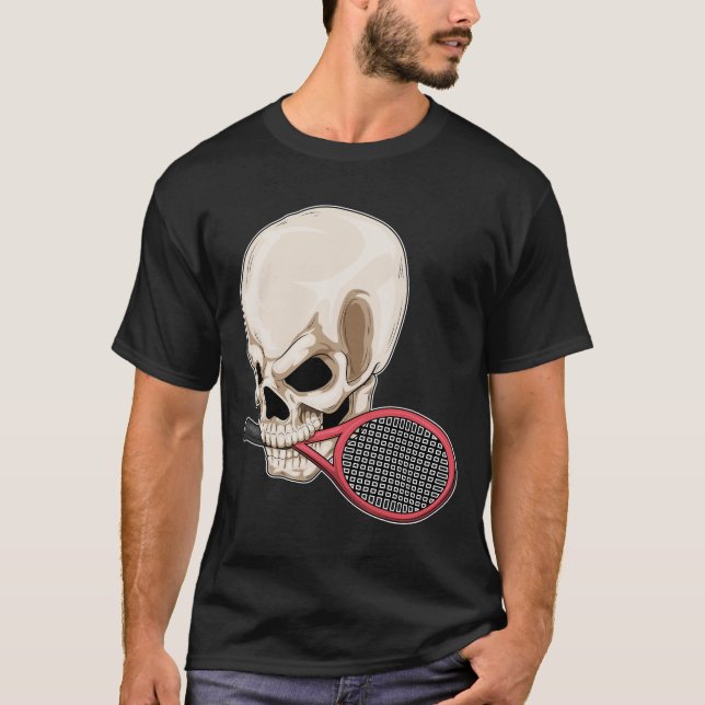 Skull Tennis Tennis racket T Shirt (Framsida)