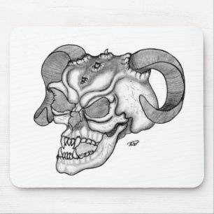 Skull Teufelschädel schwarz weiß Zeichnung Musmatta