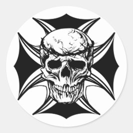 Skull thorn krona kor goth biker art runt klistermärke