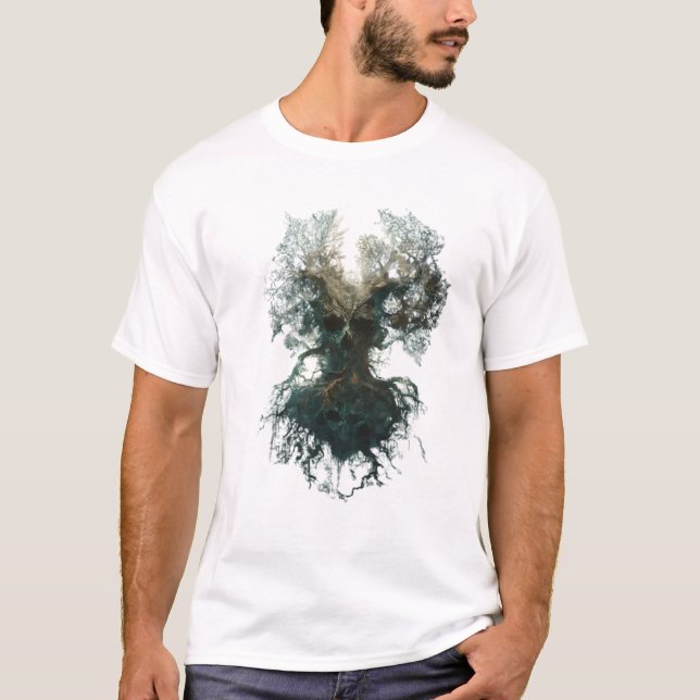 Skull Tree Surreal Dark Nature T Shirt (Framsida)