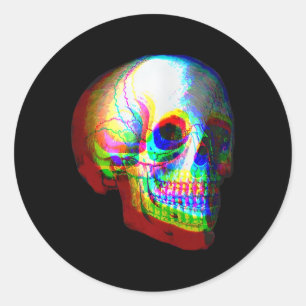 Skull Trippy Vaporwave Halloween Techno Rave Edm Runt Klistermärke