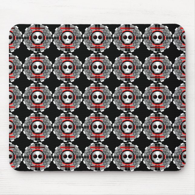 Skull TV Round multi-moussed svart Musmatta (Framsidan)