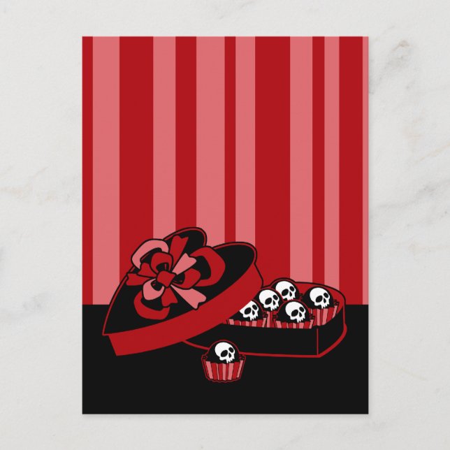 Skull Valentine Candy Helg Vykort (Framsida)