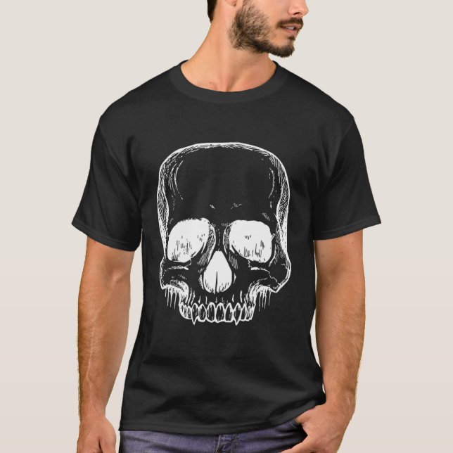 Skull Vampire Fangs Th Creepy T Shirt (Framsida)