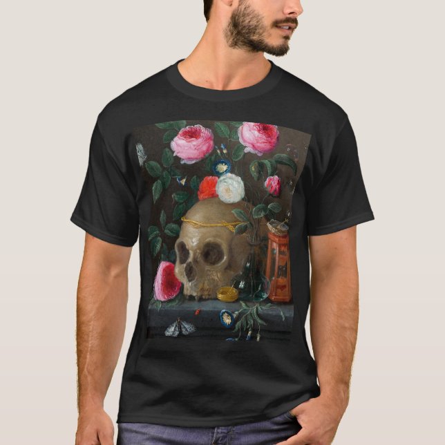 Skull Vanitas still Life Jan van Kessel T Shirt (Framsida)
