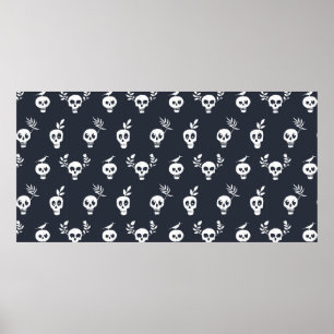 Skull, vanlig polarprick mönster med växter och bi poster