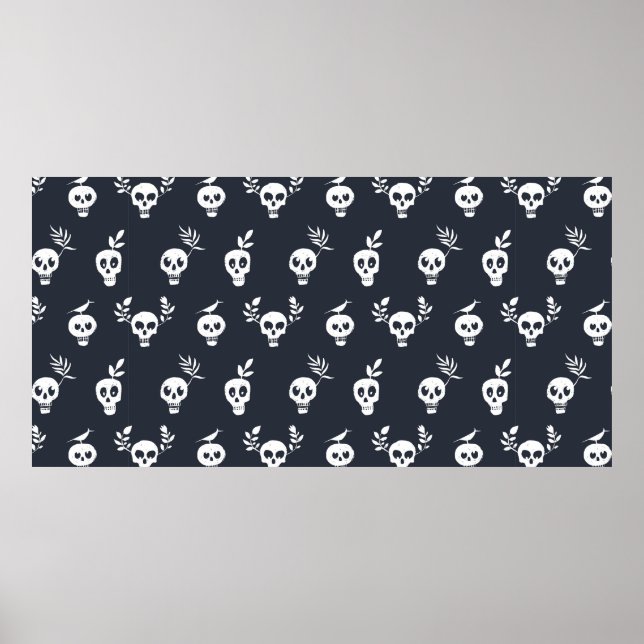 Skull, vanlig polarprick mönster med växter och bi poster (Framsidan)