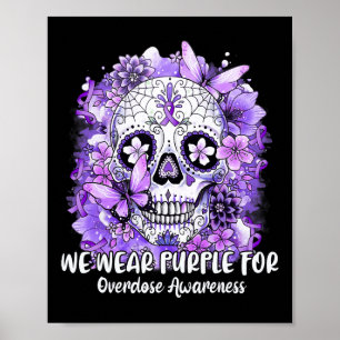 Skull Vi Bära Lila för ökad medvetenhet om överdos Poster